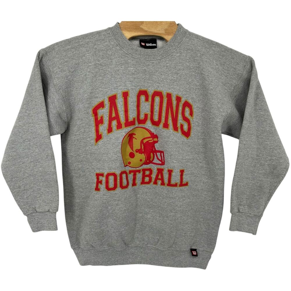 VTG 90s Men's Grey Wilson NFL Atlanta Falcons Football Crewneck Sweatshirt Sz M